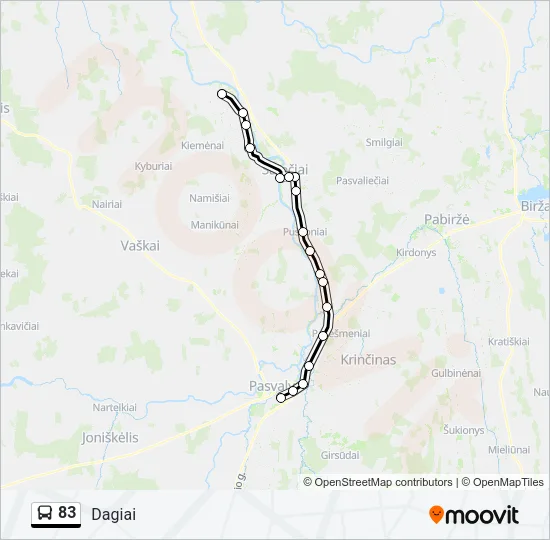 83 Bus Line Map