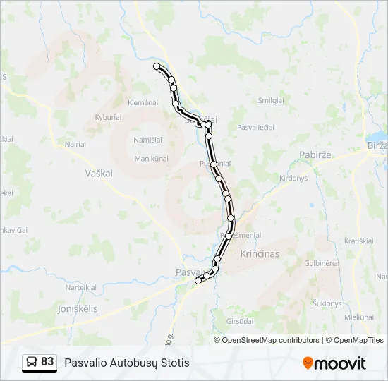 83 Bus Line Map