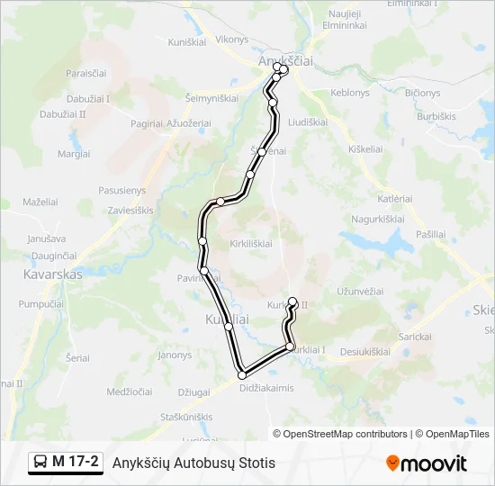 Автобус M 17-2: карта маршрута