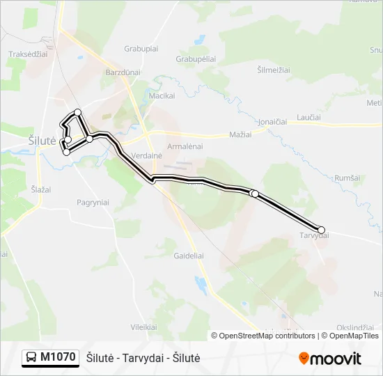 Автобус M1070: карта маршрута