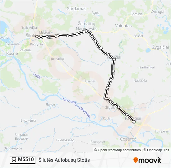 Автобус M5510: карта маршрута