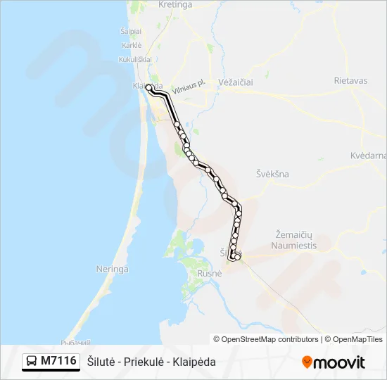Автобус M7116: карта маршрута