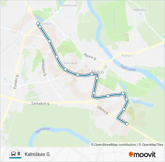 Автобус 8: карта маршрута