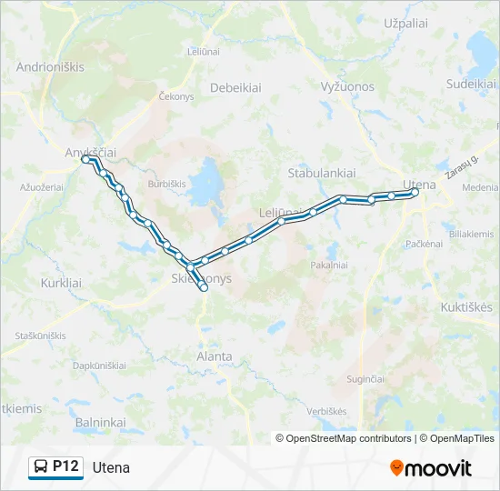 Автобус P12: карта маршрута