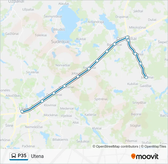 Автобус P35: карта маршрута