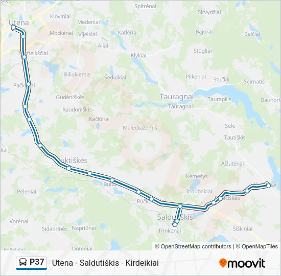 Автобус P37: карта маршрута