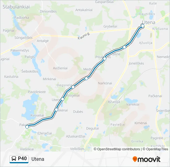 Автобус P40: карта маршрута