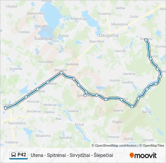 Автобус P42: карта маршрута