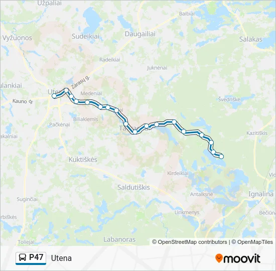 Автобус P47: карта маршрута