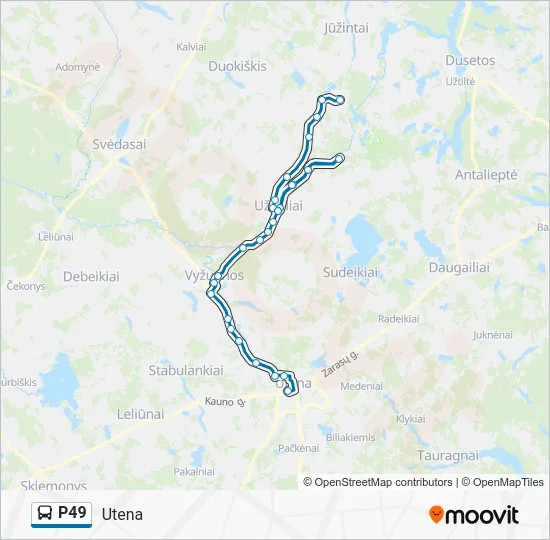 Автобус P49: карта маршрута