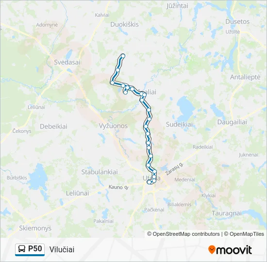 Автобус P50: карта маршрута