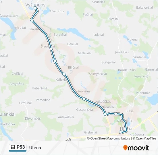 P53 autobusas kelionės žemėlapis