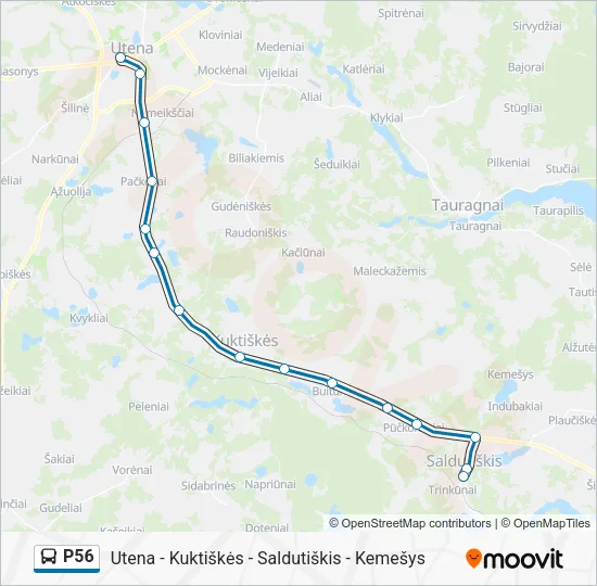 Автобус P56: карта маршрута