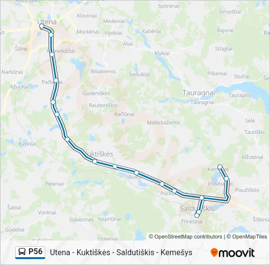 Автобус P56: карта маршрута