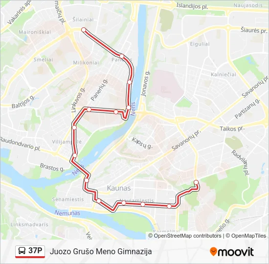 Автобус 37P: карта маршрута