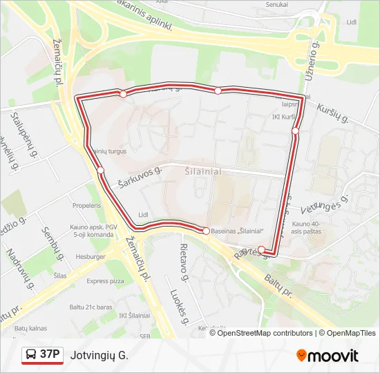 Автобус 37P: карта маршрута