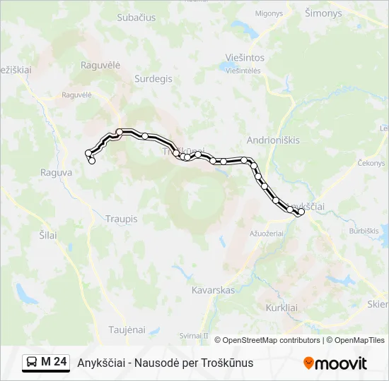 Автобус M 24: карта маршрута