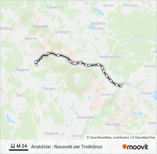 Автобус M 24: карта маршрута
