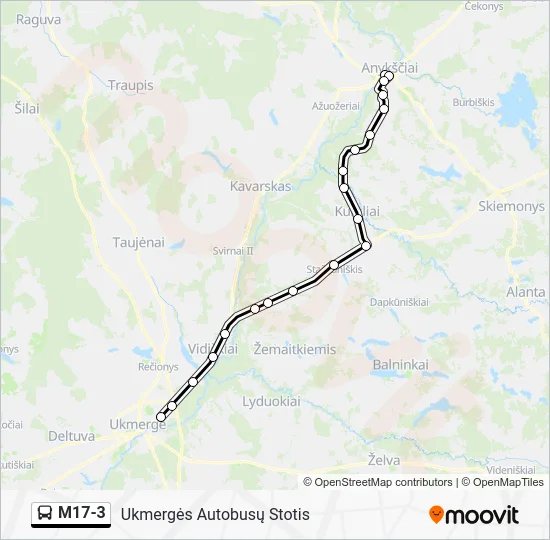 Автобус M17-3: карта маршрута