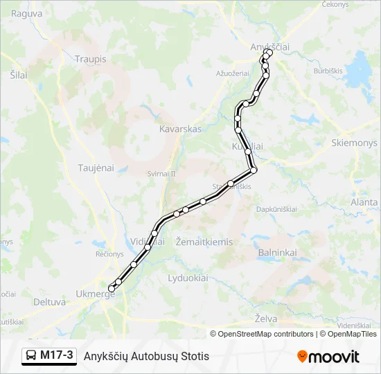 Автобус M17-3: карта маршрута
