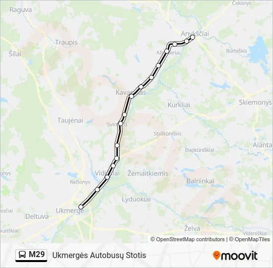 Автобус M29: карта маршрута