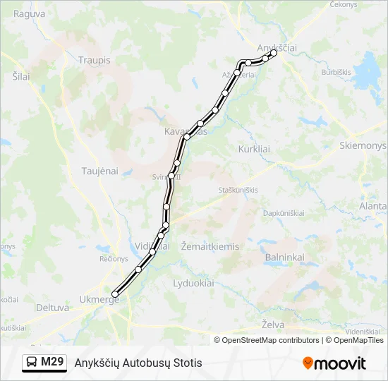 Автобус M29: карта маршрута