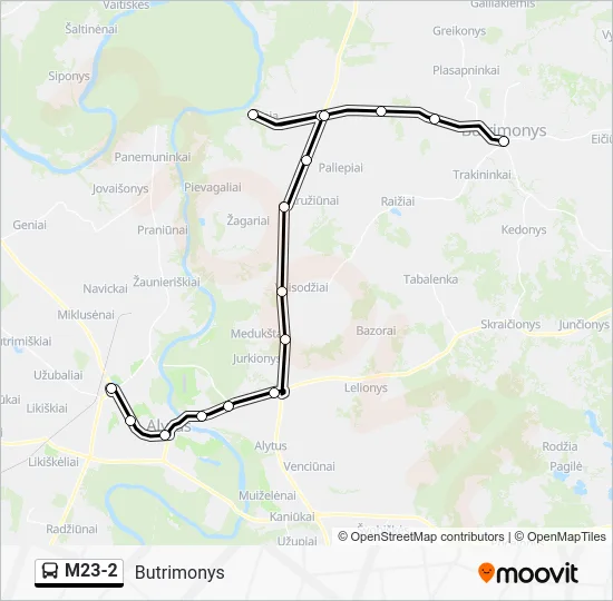 Автобус M23-2: карта маршрута