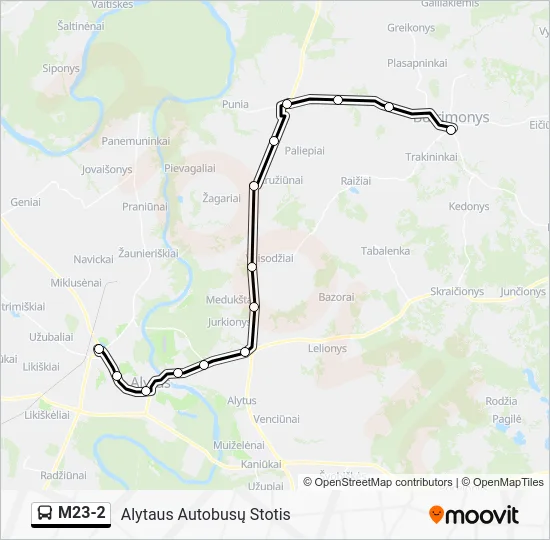 Автобус M23-2: карта маршрута