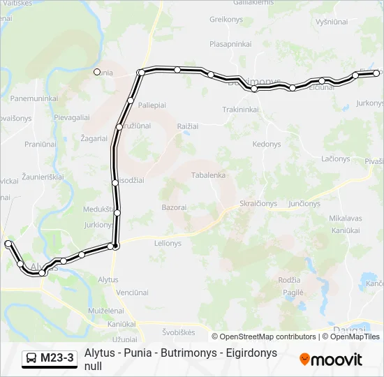 Автобус M23-3: карта маршрута