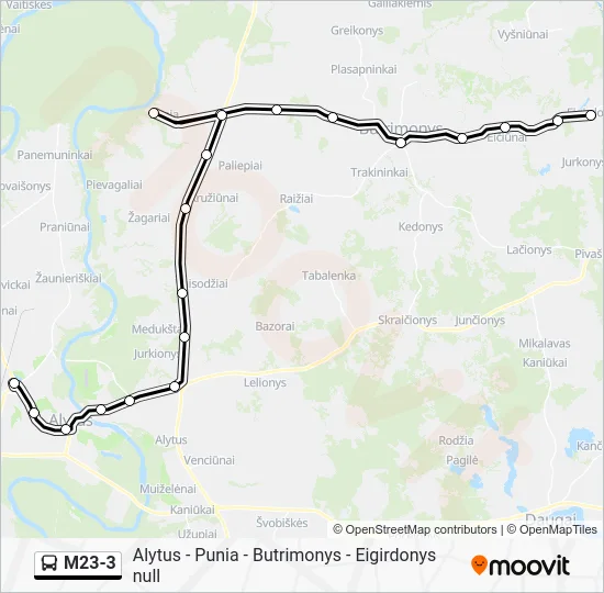 Автобус M23-3: карта маршрута