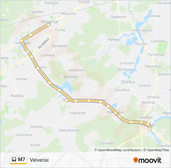 Автобус M7: карта маршрута