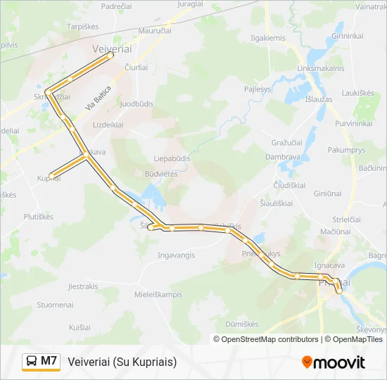 Автобус M7: карта маршрута