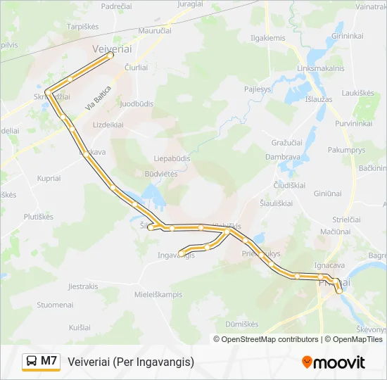 Автобус M7: карта маршрута