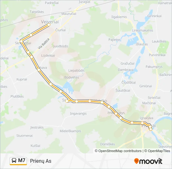 Автобус M7: карта маршрута