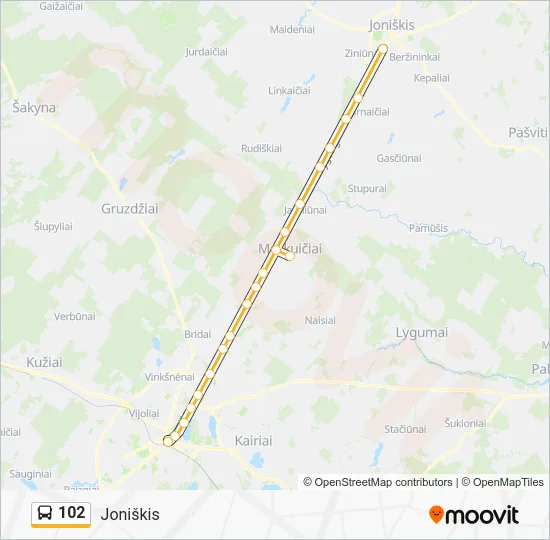 Автобус 102: карта маршрута