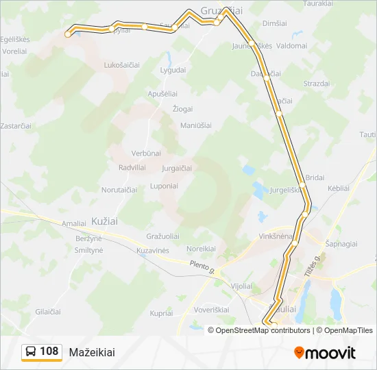 Автобус 108: карта маршрута