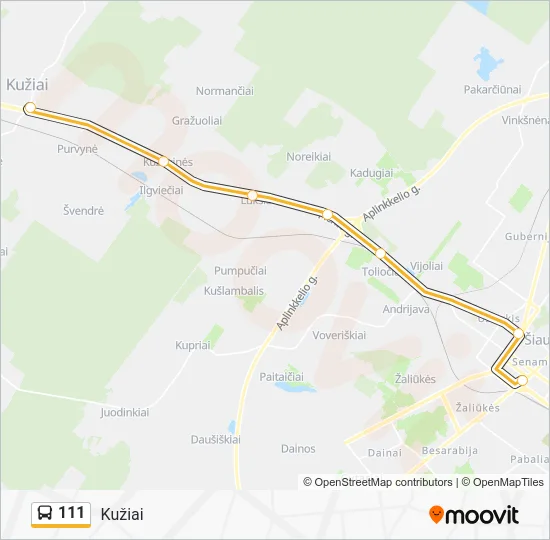 Автобус 111: карта маршрута