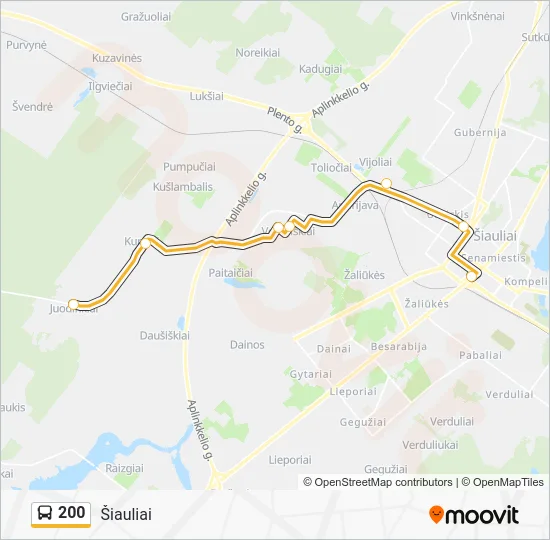 Автобус 200: карта маршрута