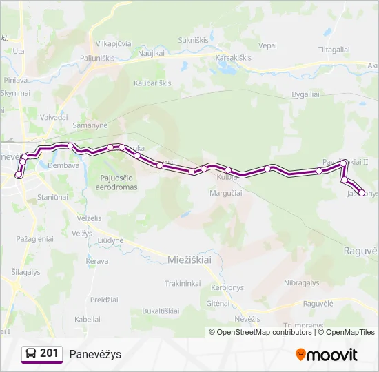 Автобус 201: карта маршрута