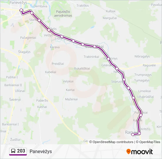 Автобус 203: карта маршрута
