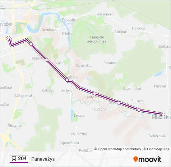 Автобус 204: карта маршрута