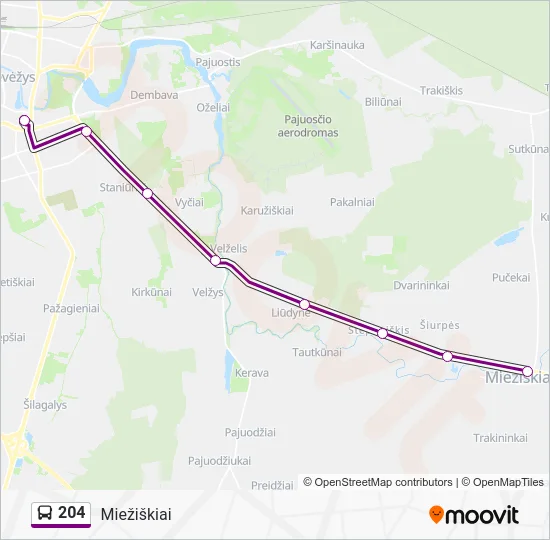 Автобус 204: карта маршрута