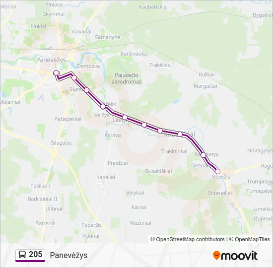 Автобус 205: карта маршрута