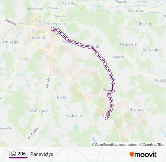 Автобус 206: карта маршрута