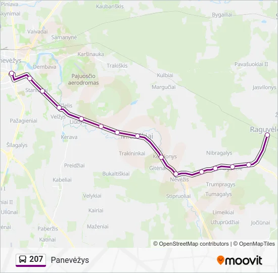 Автобус 207: карта маршрута