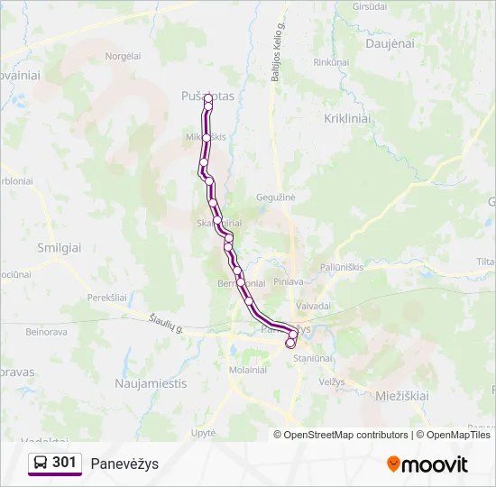Автобус 301: карта маршрута
