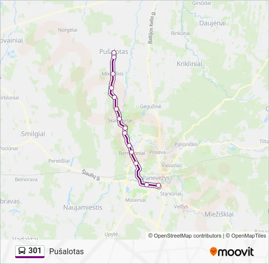 Автобус 301: карта маршрута