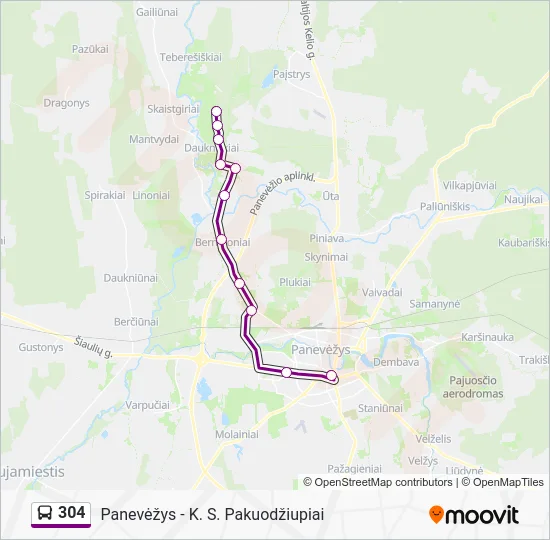 Автобус 304: карта маршрута