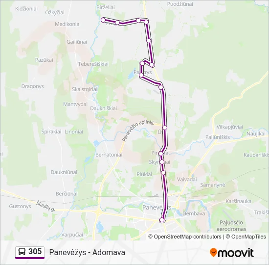 Автобус 305: карта маршрута