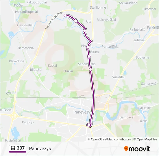 Автобус 307: карта маршрута